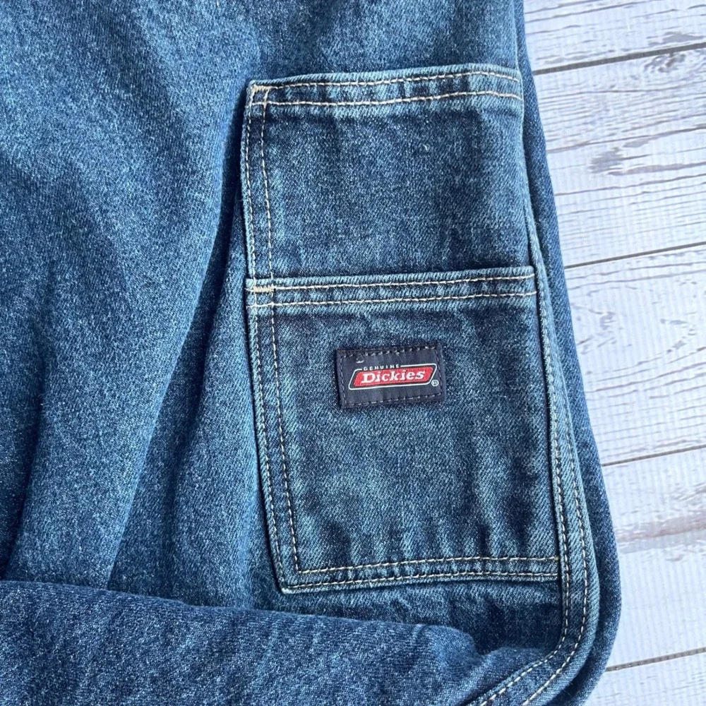 Genuine Dickies Carpenter Jeans Mens Dark Wash Denim Utility Workwear Streetwear